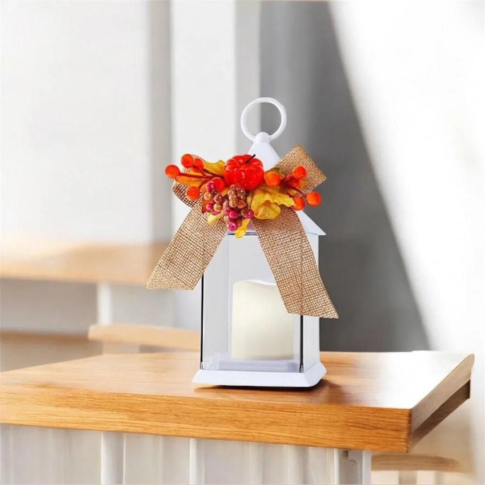 Remote LED color changing plastic lantern with removable Fall Winter decoration